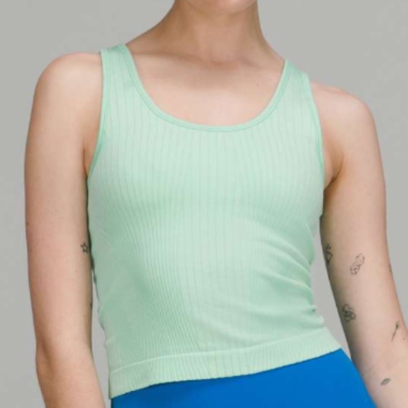 Lululemon Ebb to Street Crop Tank Top Rib Map Wild Mint Ice Green - Picture 1 of 9